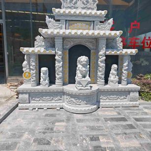 保山芝麻白中国黑石材套墓 花岗岩墓碑